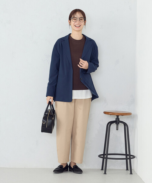 COMME CA ISM（コムサイズム）の「オーバーサイズ　リラックス　ジャケット（テーラードジャケット・レディース・グレー/ネイビー・LARGE/MEDIUM）」の4枚目の写真