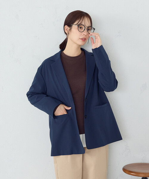 COMME CA ISM（コムサイズム）の「オーバーサイズ　リラックス　ジャケット（テーラードジャケット・レディース・グレー/ネイビー・LARGE/MEDIUM）」の5枚目の写真