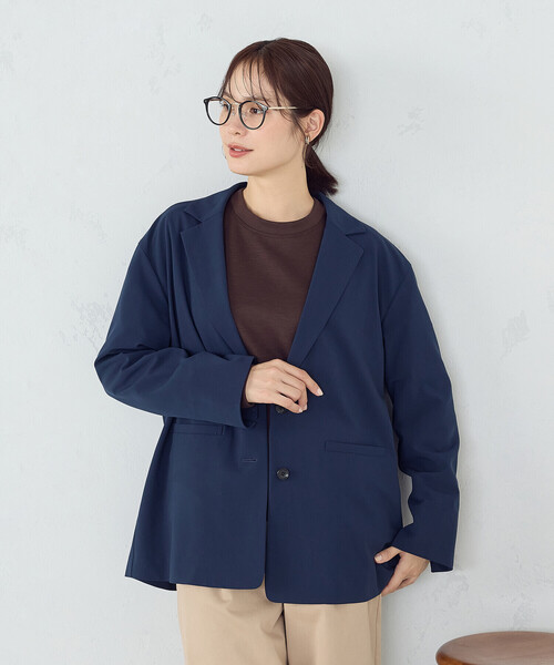 COMME CA ISM（コムサイズム）の「オーバーサイズ　リラックス　ジャケット（テーラードジャケット・レディース・グレー/ネイビー・LARGE/MEDIUM）」の6枚目の写真