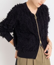 Rie Miller | 《手洗い可能》カットジャガードジップアップカーディガン(カーディガン/ボレロ)