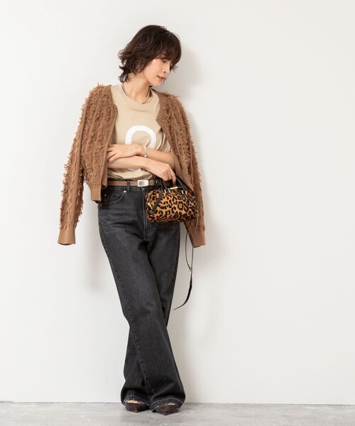 Rie Miller(リエミラー)の「《手洗い可能》カットジャガードジップアップカーディガン(カーディガン/ボレロ・レディース・キャメル/ダークグリーン/ブラック・38)」の7枚目の写真