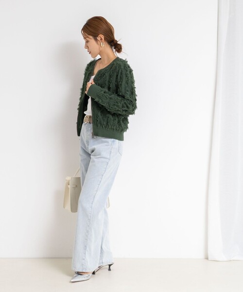 Rie Miller(リエミラー)の「《手洗い可能》カットジャガードジップアップカーディガン(カーディガン/ボレロ・レディース・キャメル/ダークグリーン/ブラック・38)」の14枚目の写真