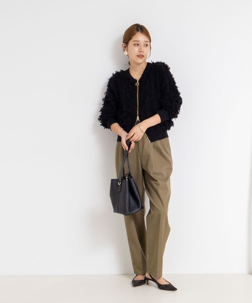 セール】《手洗い可能》カットジャガードジップアップカーディガン