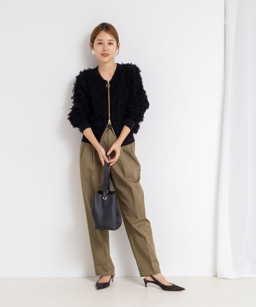 Rie Miller(リエミラー)の「《手洗い可能》カットジャガードジップアップカーディガン(カーディガン/ボレロ・レディース・キャメル/ダークグリーン/ブラック・38)」の19枚目の写真