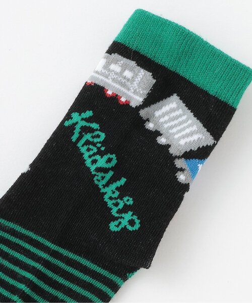 kladskap（クレードスコープ）の「電車クルーソックス（ソックス/靴下・キッズ・ブラック/オフホワイト・11-13cm/S(13-15cm)/M(16-18cm)/L(18-20cm)）」の4枚目の写真