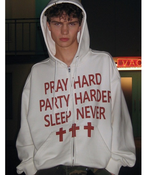 OY(オーワイ)の「『OY/オーワイ』PRAY HARD HOODIE ZIP UP/プレイハードジップアップパーカー(パーカー・レディース・ホワイト/ブラック・M/L)」の19枚目の写真