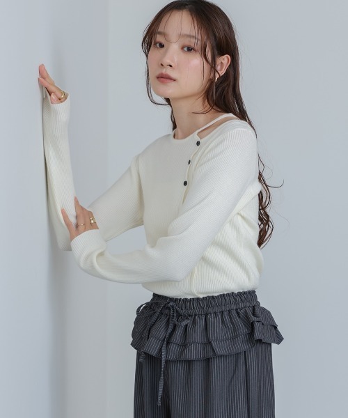 Bab(バブ)の「ショルダースリットニットトップス(ニット/セーター・レディース・オフホワイト/ブラウン/レッド・FREE)」の10枚目の写真