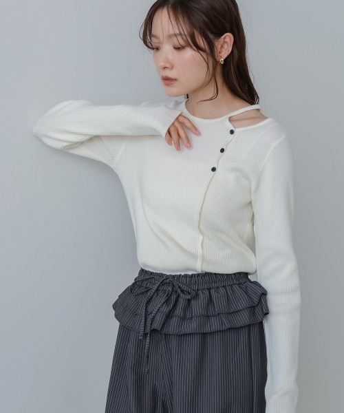 Bab(バブ)の「ショルダースリットニットトップス(ニット/セーター・レディース・オフホワイト/ブラウン/レッド・FREE)」の15枚目の写真