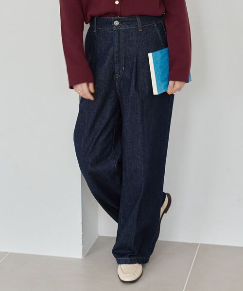 AMERICAN HOLIC（アメリカンホリック）の「タックワイドデニム（デニムパンツ・レディース・ブラック/ワンウォッシュ・S/L/M）」の15枚目の写真