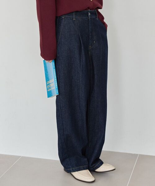 AMERICAN HOLIC（アメリカンホリック）の「タックワイドデニム（デニムパンツ・レディース・ブラック/ワンウォッシュ・S/L/M）」の16枚目の写真