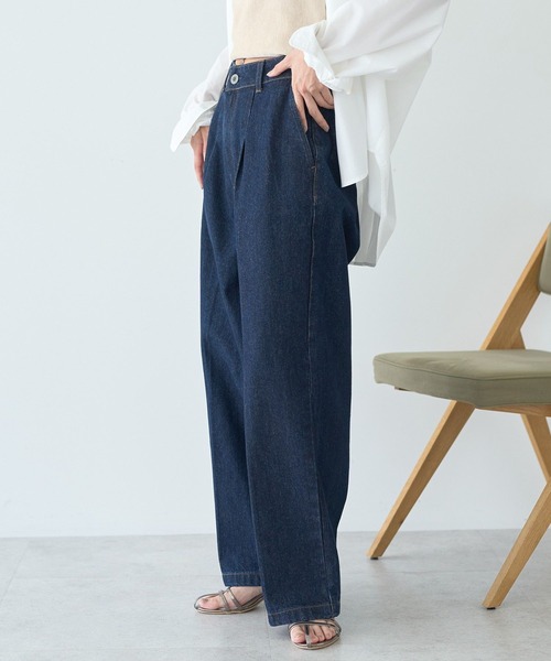 AMERICAN HOLIC（アメリカンホリック）の「タックワイドデニム（デニムパンツ・レディース・ブラック/ワンウォッシュ・S/L/M）」の8枚目の写真