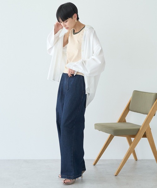 AMERICAN HOLIC（アメリカンホリック）の「タックワイドデニム（デニムパンツ・レディース・ブラック/ワンウォッシュ・S/L/M）」の11枚目の写真