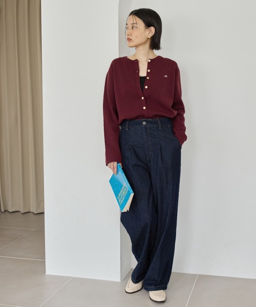 AMERICAN HOLIC（アメリカンホリック）の「タックワイドデニム（デニムパンツ・レディース・ブラック/ワンウォッシュ・S/L/M）」の14枚目の写真