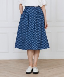 新品★未使用★マーリエルカセット【19号】ボタニカル柄ミディ丈タックスカート シルクタフタタックスカート(ミモレ丈スカート) | Sybilla