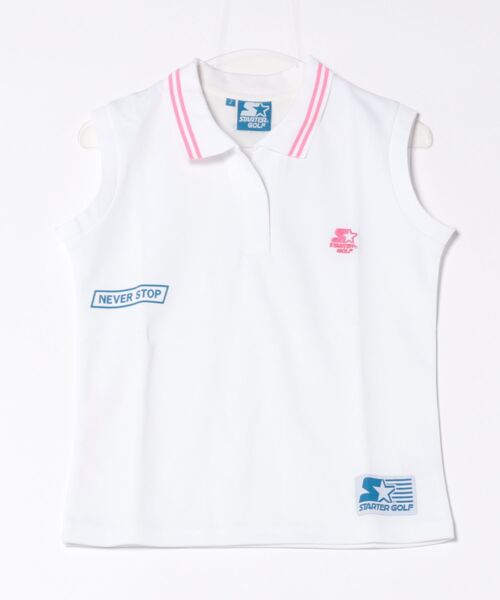 STARTER(スターター)の「★STARTER GOLF★スターターゴルフ STARTERロゴ刺繍ノースリーブポロシャツレディース SG-123010(ポロシャツ・レディース・ホワイト・S)」の8枚目の写真