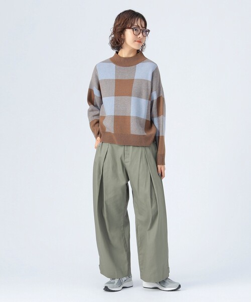 BEAMS HEART(ビームスハート)の「ジャカード チェック柄 ニット(ニット/セーター・レディース・ネイビー/イエロー系その他5/ブラウン・FREE)」の8枚目の写真