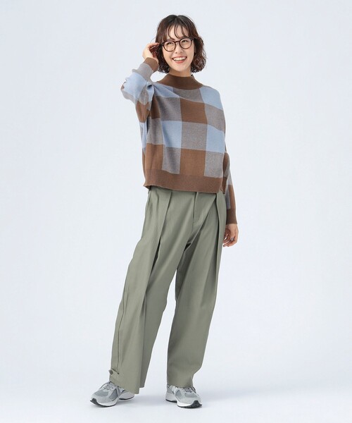 BEAMS HEART(ビームスハート)の「ジャカード チェック柄 ニット(ニット/セーター・レディース・ネイビー/イエロー系その他5/ブラウン・FREE)」の9枚目の写真