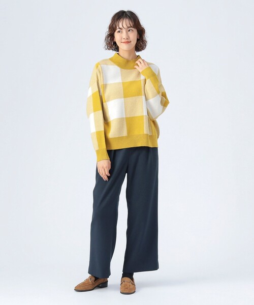 BEAMS HEART(ビームスハート)の「ジャカード チェック柄 ニット(ニット/セーター・レディース・ネイビー/イエロー系その他5/ブラウン・FREE)」の12枚目の写真