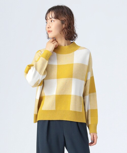 BEAMS HEART(ビームスハート)の「ジャカード チェック柄 ニット(ニット/セーター・レディース・ネイビー/イエロー系その他5/ブラウン・FREE)」の14枚目の写真