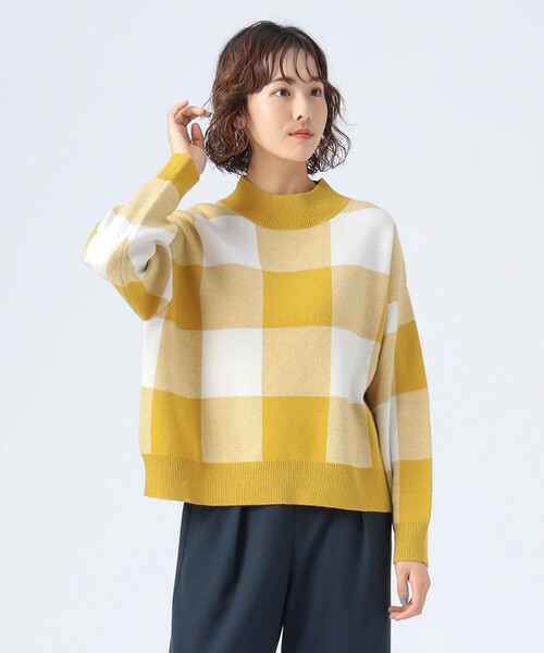 BEAMS HEART(ビームスハート)の「ジャカード チェック柄 ニット(ニット/セーター・レディース・ネイビー/イエロー系その他5/ブラウン・FREE)」の15枚目の写真