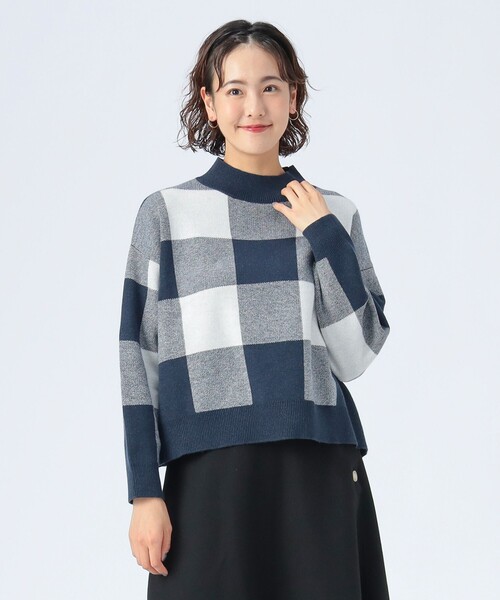 BEAMS HEART(ビームスハート)の「ジャカード チェック柄 ニット(ニット/セーター・レディース・ネイビー/イエロー系その他5/ブラウン・FREE)」の18枚目の写真