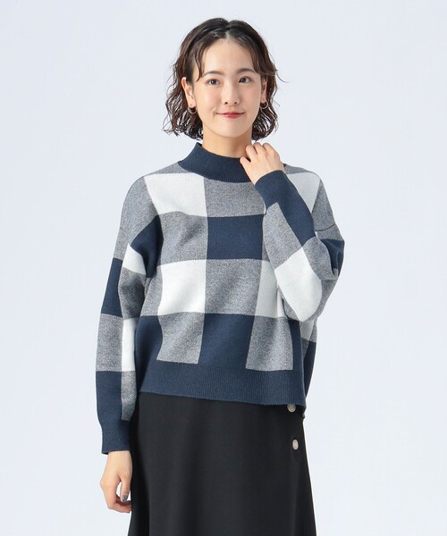 BEAMS HEART(ビームスハート)の「ジャカード チェック柄 ニット(ニット/セーター・レディース・ネイビー/イエロー系その他5/ブラウン・FREE)」の19枚目の写真