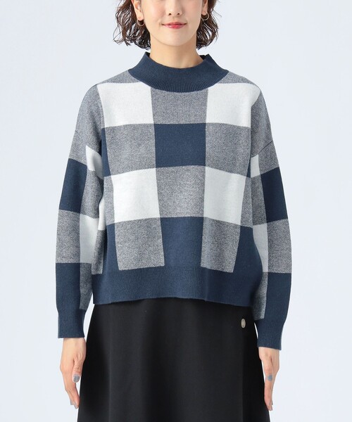 BEAMS HEART(ビームスハート)の「ジャカード チェック柄 ニット(ニット/セーター・レディース・ネイビー/イエロー系その他5/ブラウン・FREE)」の20枚目の写真