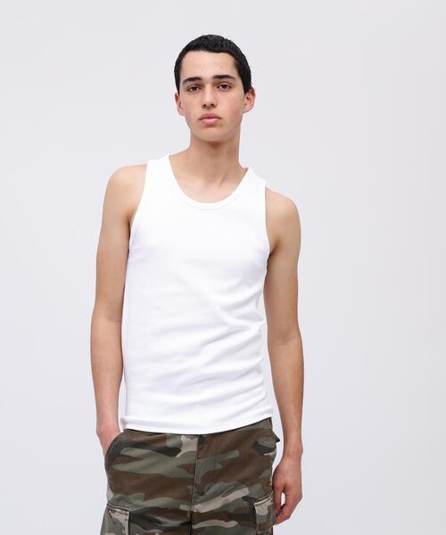 schott（ショット）の「《DAILY/デイリー》RIB TANK TOP/リブ タンクトップ  デイリーウェア（タンクトップ・メンズ・ホワイト・M）」の4枚目の写真