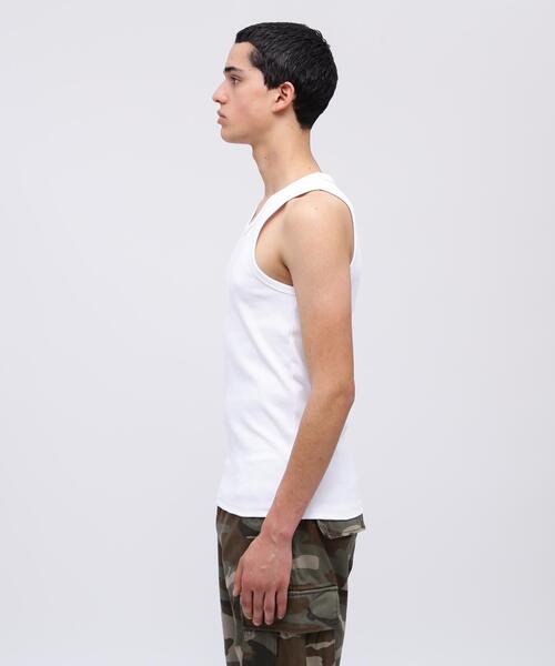 schott（ショット）の「《DAILY/デイリー》RIB TANK TOP/リブ タンクトップ  デイリーウェア（タンクトップ・メンズ・ホワイト・M）」の6枚目の写真