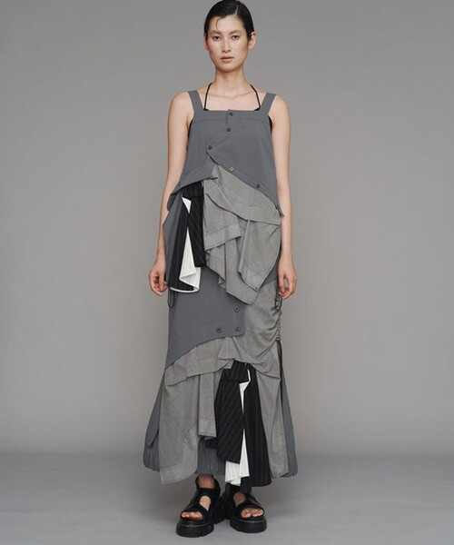 UN3D./アンスリード】PATTERN MIX SHIRT SKIRT/パターンミックスシャツ