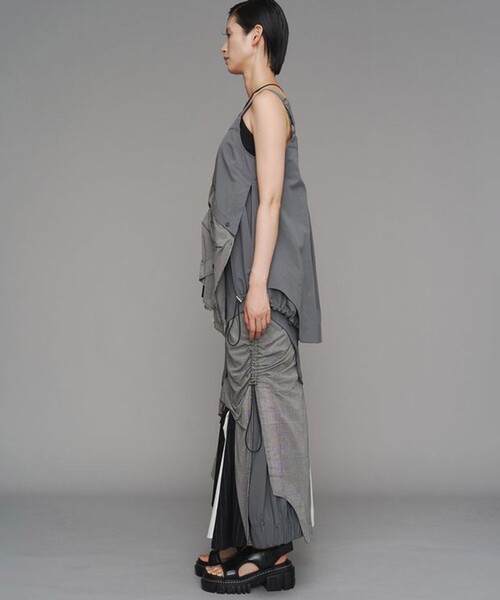 UN3D./アンスリード】PATTERN MIX SHIRT SKIRT/パターンミックスシャツ