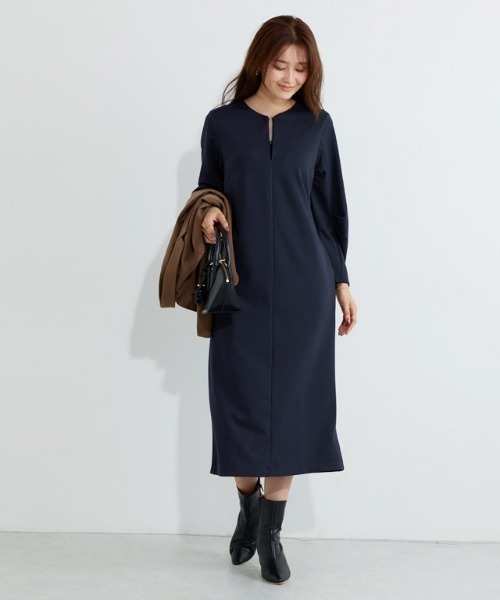 Pierrot(ピエロ)の「2wayキーネックポンチワンピース(ワンピース・レディース・ブラック/ネイビー・PM/M/L)」の8枚目の写真