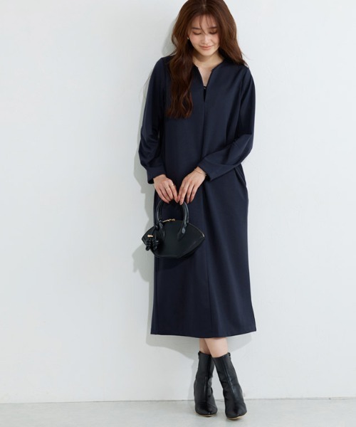 Pierrot(ピエロ)の「2wayキーネックポンチワンピース(ワンピース・レディース・ブラック/ネイビー・PM/M/L)」の11枚目の写真