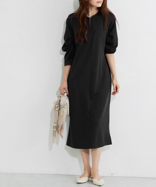Pierrot(ピエロ)の「2wayキーネックポンチワンピース(ワンピース・レディース・ブラック/ネイビー・PM/M/L)」の3枚目の写真