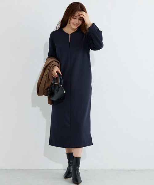 Pierrot(ピエロ)の「2wayキーネックポンチワンピース(ワンピース・レディース・ブラック/ネイビー・PM/M/L)」の7枚目の写真