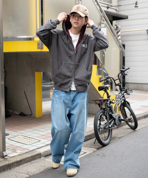 WEGO(ウィゴー)の「WEGO/チェックZIPパーカー(パーカー・メンズ・杢グレー/スミクロ・MEDIUM/LARGE)」の9枚目の写真