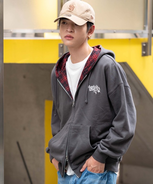 WEGO(ウィゴー)の「WEGO/チェックZIPパーカー(パーカー・メンズ・杢グレー/スミクロ・MEDIUM/LARGE)」の19枚目の写真