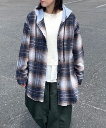 フードチェックシャツ