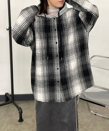 フードチェックシャツ
