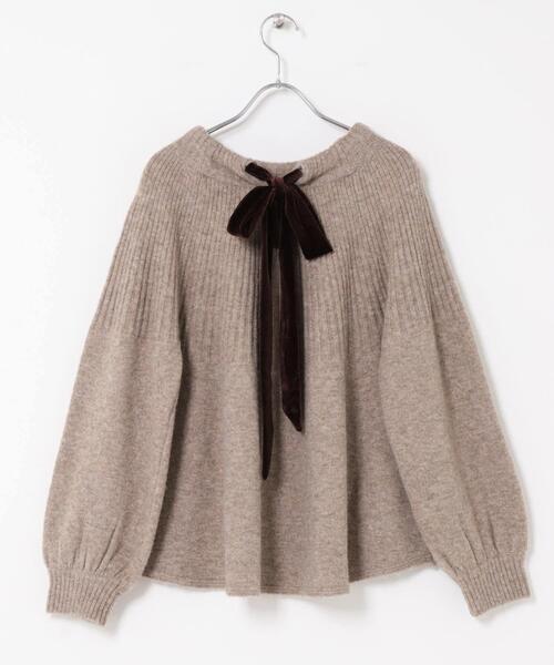 URBAN RESEARCH Sonny Label(アーバンリサーチサニーレーベル)の「『WEB限定』バックリボンもちもちニット(ニット/セーター・レディース・ベージュ/ブラック/グレー・FREE)」の10枚目の写真
