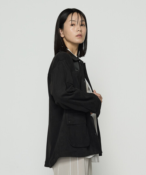 K.T KIYOKO TAKASE（キヨコタカセ）の「ストレッチスエード調 ブルゾン（その他アウター・レディース・モカ/ブラック・9号）」の2枚目の写真
