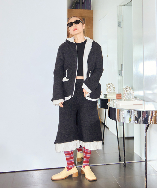 CITYSHOP(シティーショップ)の「PILLINGS FULLING FOODY 4210400005:ニットジャケット(その他アウター・レディース・チャコールグレー・FREE)」の2枚目の写真