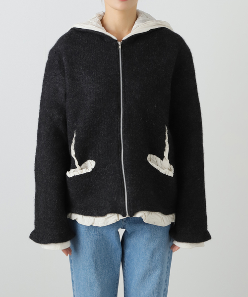 CITYSHOP(シティーショップ)の「PILLINGS FULLING FOODY 4210400005:ニットジャケット(その他アウター・レディース・チャコールグレー・FREE)」の4枚目の写真