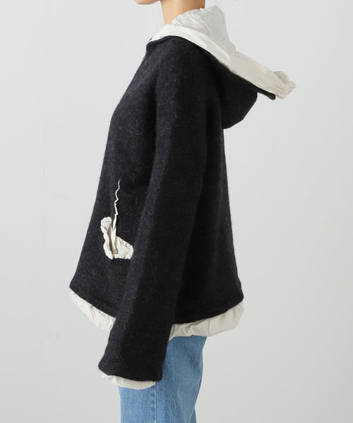 CITYSHOP(シティーショップ)の「PILLINGS FULLING FOODY 4210400005:ニットジャケット(その他アウター・レディース・チャコールグレー・FREE)」の5枚目の写真