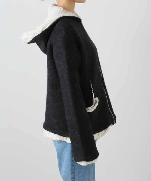 CITYSHOP(シティーショップ)の「PILLINGS FULLING FOODY 4210400005:ニットジャケット(その他アウター・レディース・チャコールグレー・FREE)」の7枚目の写真