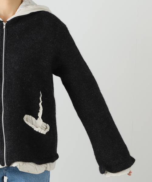 CITYSHOP(シティーショップ)の「PILLINGS FULLING FOODY 4210400005:ニットジャケット(その他アウター・レディース・チャコールグレー・FREE)」の8枚目の写真