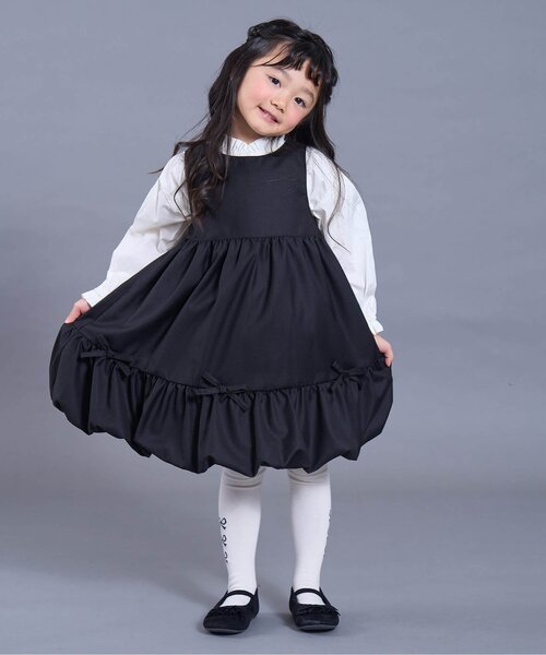 Seraph（セラフ）の「【ジュニア対応】リボン付きバルーンジャンスカ（ジャンパースカート・キッズ・ブラック/ピンク・80/90/100/110/120/130/140）」の12枚目の写真
