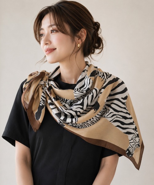 セール】【 NOLITA / ノリータ 】 2色展開 ゼブラ柄 大判 スカーフ 90