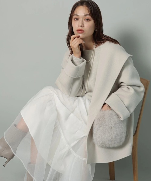 希少限定　アルページュストーリー　取り外し可　ファ　フード　リバーコート　茶色 Arpege story（アルページュストーリー）の「ファー付きフード