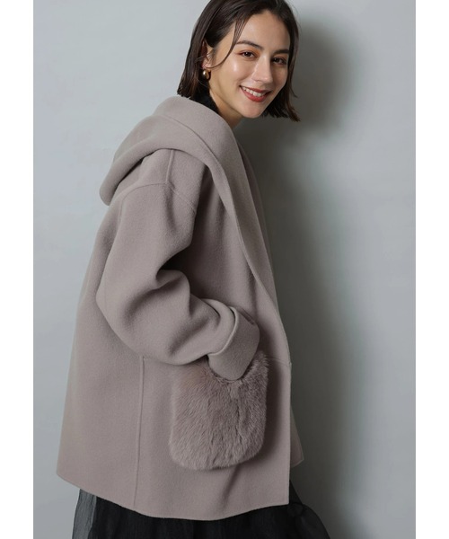 Arpege story フードファーコート チャコールグレー Sサイズ♡♡ ファー付きフードリバーコート（ダウンジャケット/コート）｜Arpege